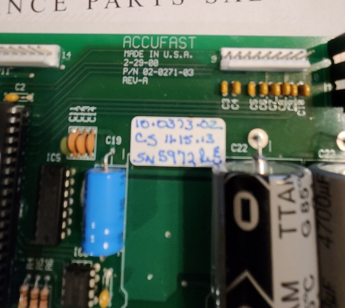 MAIN PCB FROM ACCUFAST MODEL DI-100-F CHECK WRITER SEE LISTING FOR TESTING NOTES