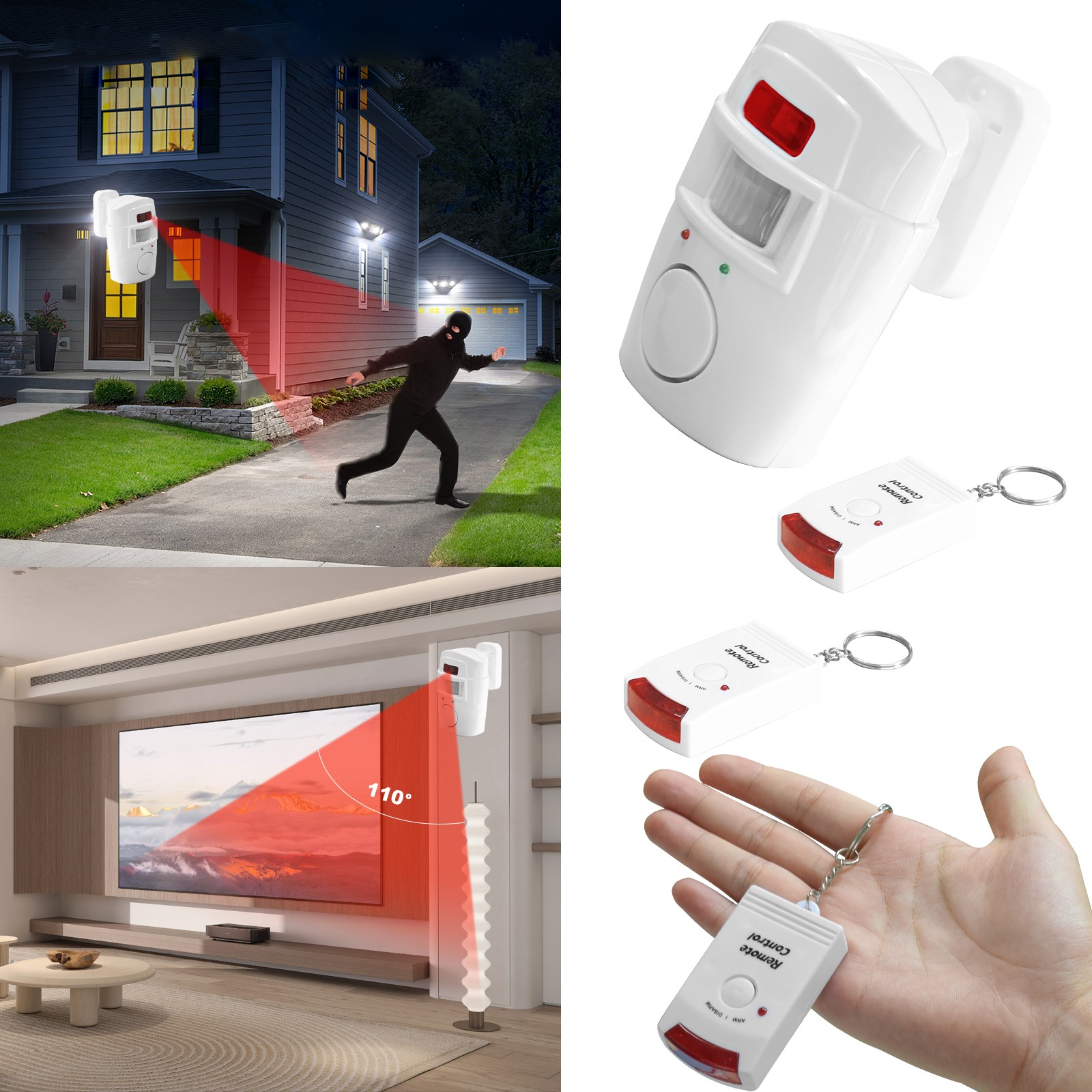 Wireless Motion Sensor Alarm Security Detector Indoor Outdoor Alert Systeem USA