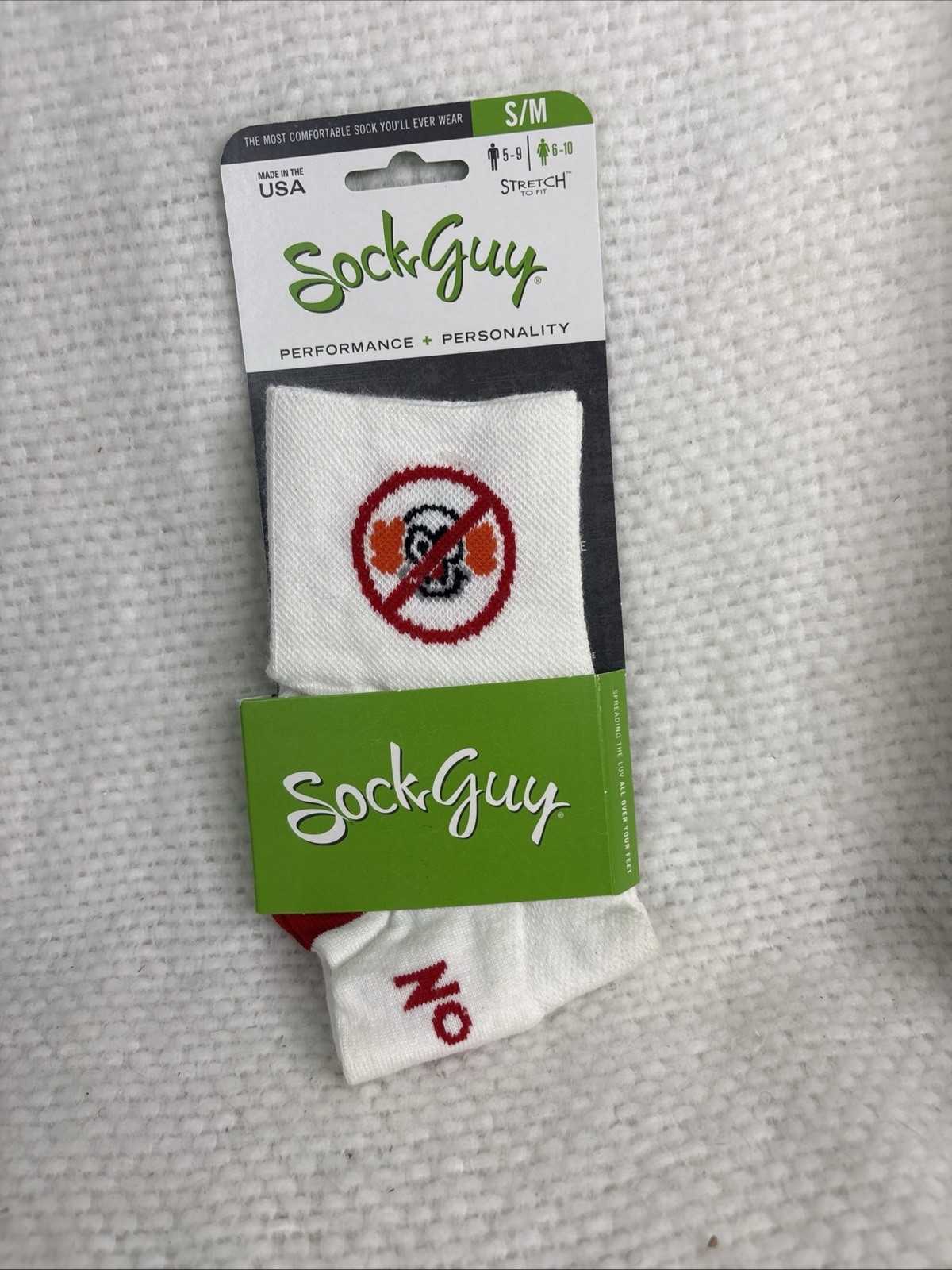 Socks - SockGuy - No Bozos White S/M 3" Classic NO BOZOS Stretch To Fit