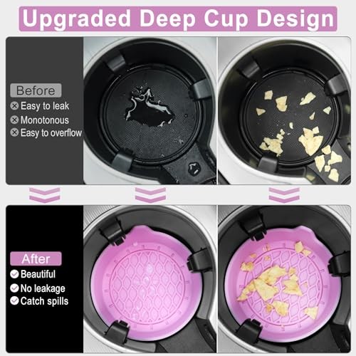 SINGARO Silicone Car Cup Holder Coasters, Non-Slip Cup Holders, 4 Pack Pink