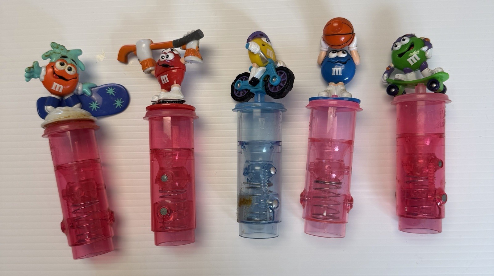 Lot of 5 M&M Candy Dispensers 2001 Mars Inc Sports Series