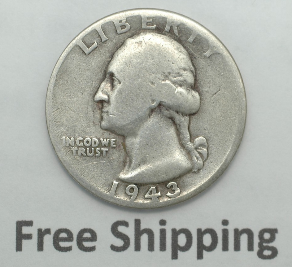 1943 D Washington 90% Silver Quarter Denver Mint Mark Free Shipping