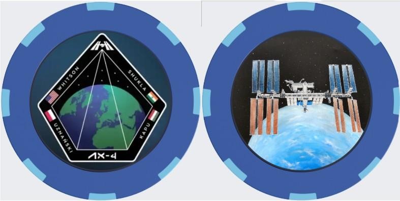 COLOR AXIOM-4 TOKEN COIN ISS INTERNATIONAL SPACE STATION CREW COMMERCIAL MISSION