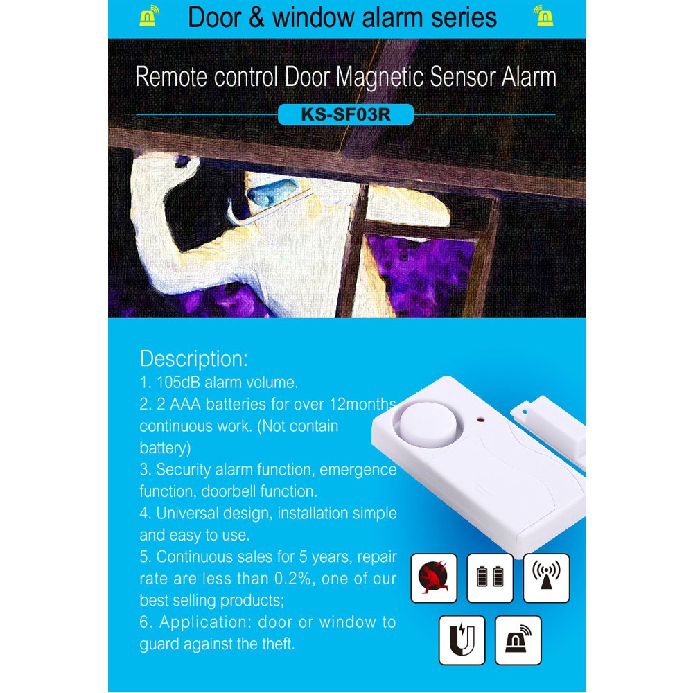 Wireless Magnetic Sensor Door Window Security Burglar Alarm With Remote Control