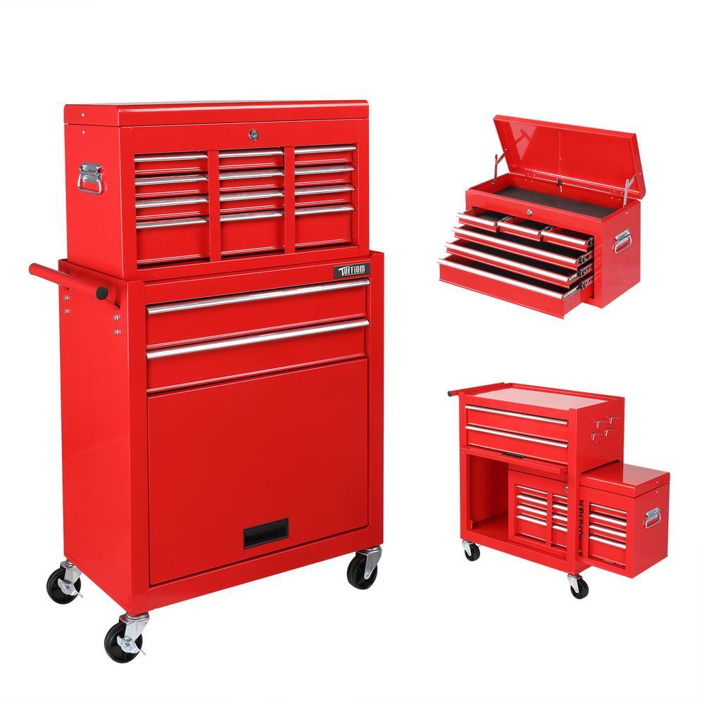 8-Drawer Rolling Tool Chest Box w/ Key&Lock Storage Cabinet Organizer on Wheels