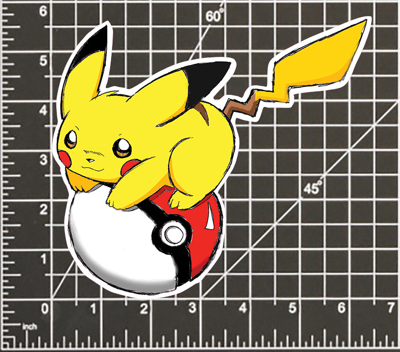 Pikachu POKEMON STICKER DECAL -On Pokeball- 4 Different Sizes