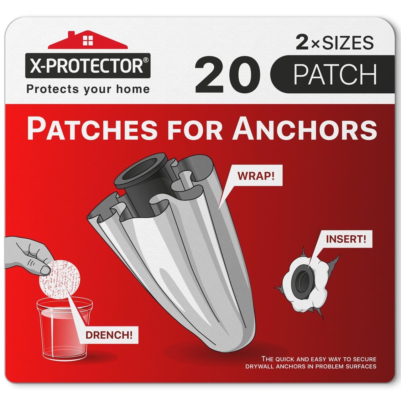 X-Protector Patches for Anchors - 20 PCS Set of 2 Sizes - Loose Wall Anchor F...