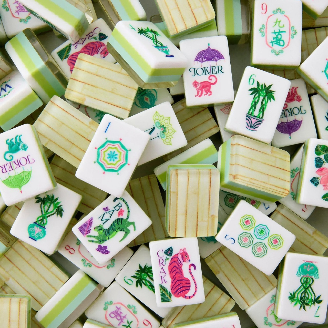 160Pcs 4-Layer Acrylic Bamboo Grain Engraved American Mahjong Set fast ship