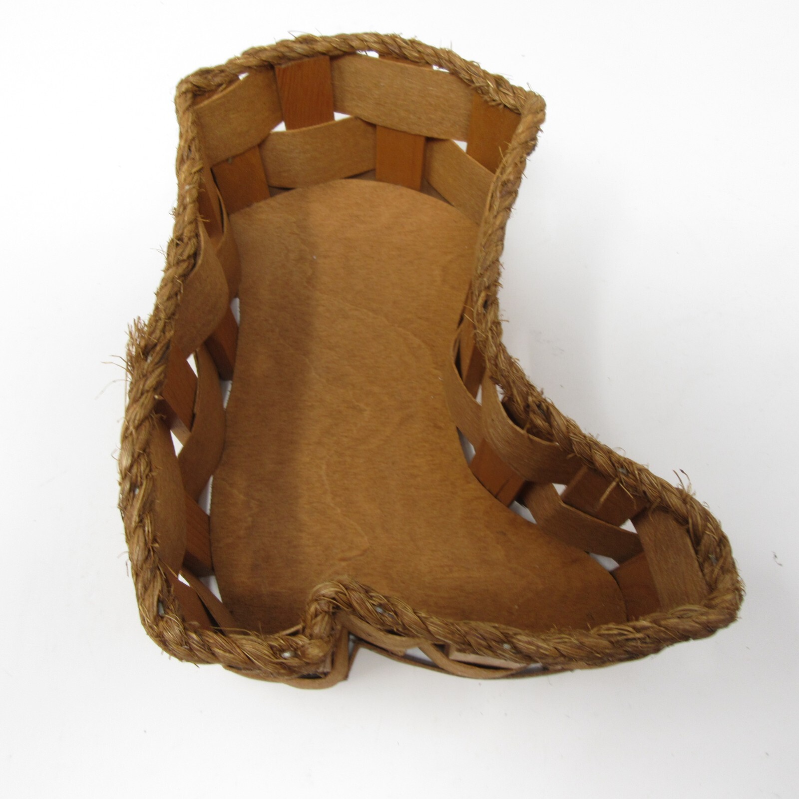 Cowboy Boot Wicker Basket Western Rustic Country Farm Decor Brown 8.5" x 6.5"