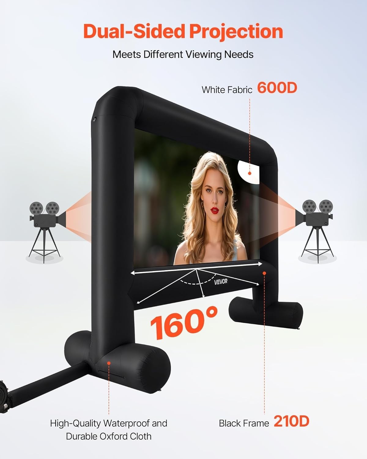 16FT Inflatable Outdoor Movie Screen Projector Screen with Bag - Easy Setup