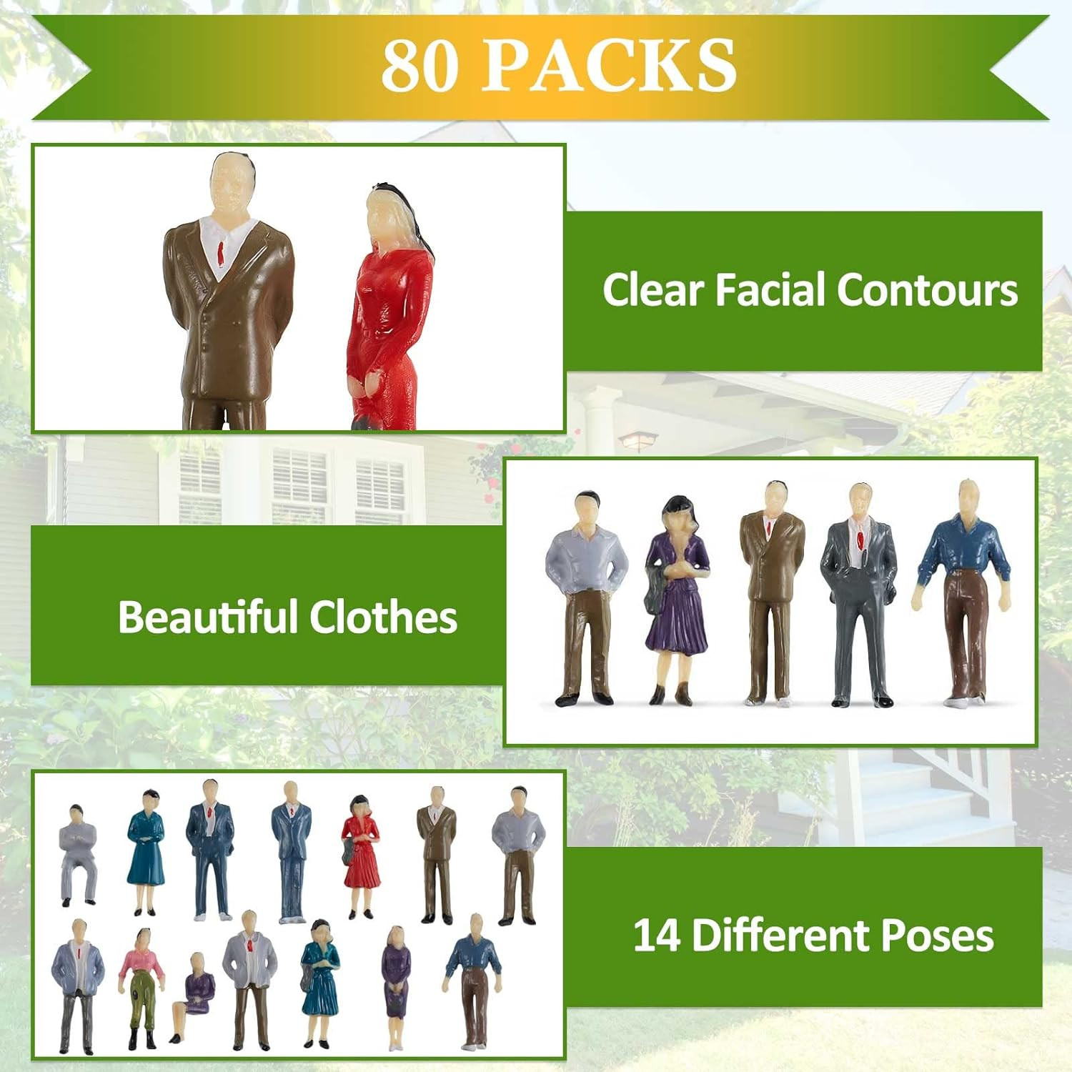 80 Pcs Mini People Figurines 1:50 Scale Model Trains Architectural Painted Peopl