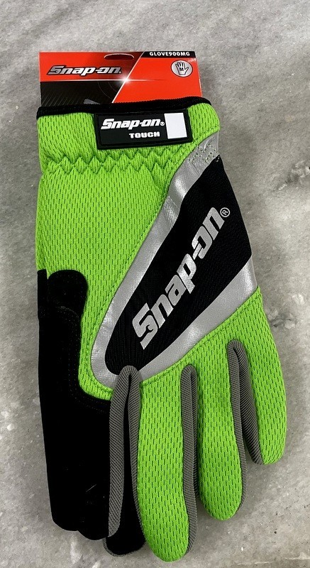 NEW Snap-On Touch GREEN Lightweight Reflective Gloves Size Medium GLOVE900MG