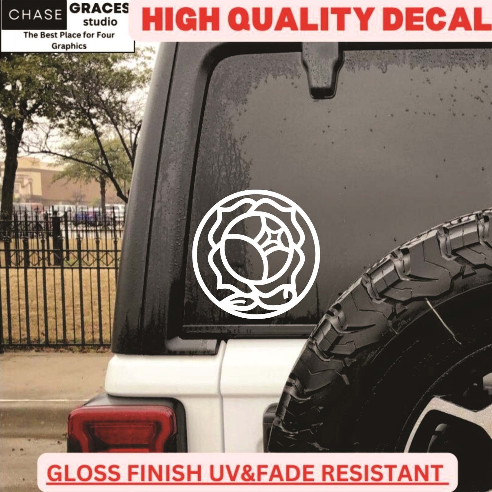 Revolutionary Girl Utena Rose Symbol Car Window vinyl decal size 5.5" x 5.5"
