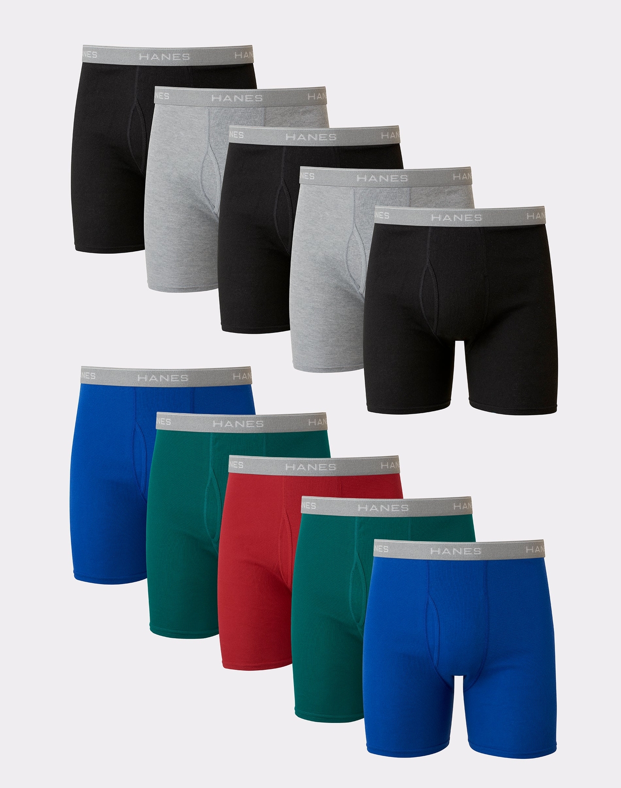 Hanes Men's 10-Pack Boxer Briefs ComfortFlex Waistband Soft Stretch Assorted