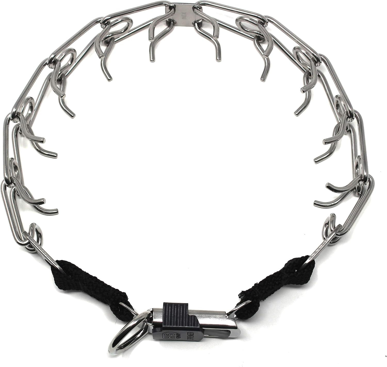 Black Stainless Steel Prong Dog Training Collar with Quick Releas