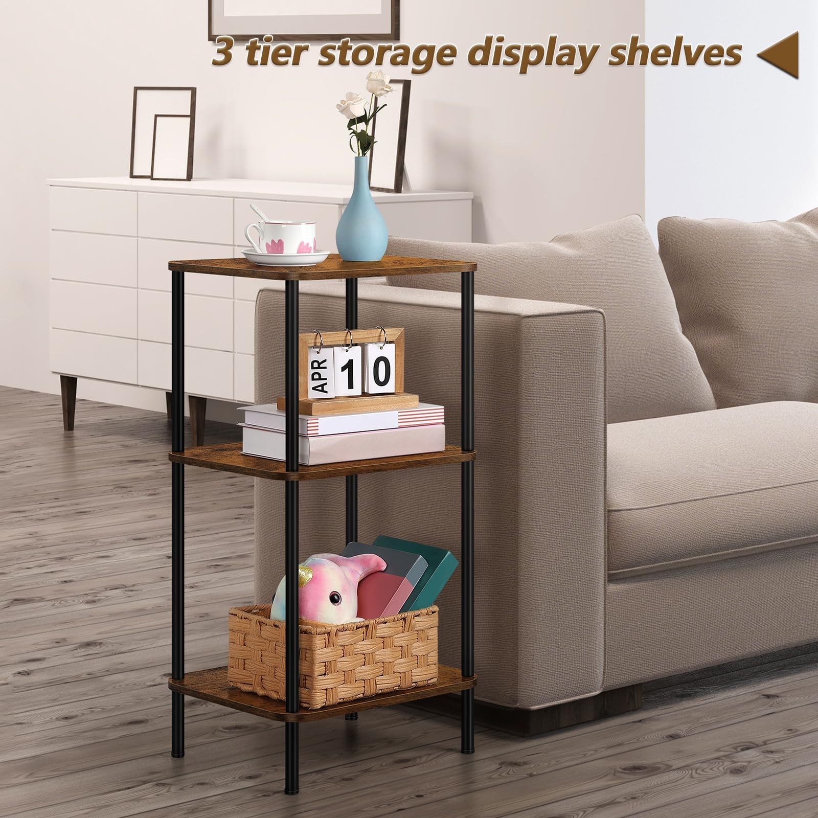 smusei Small End Table Stand 3 Tier Telephone Table Tall End Table 30 Inches ...
