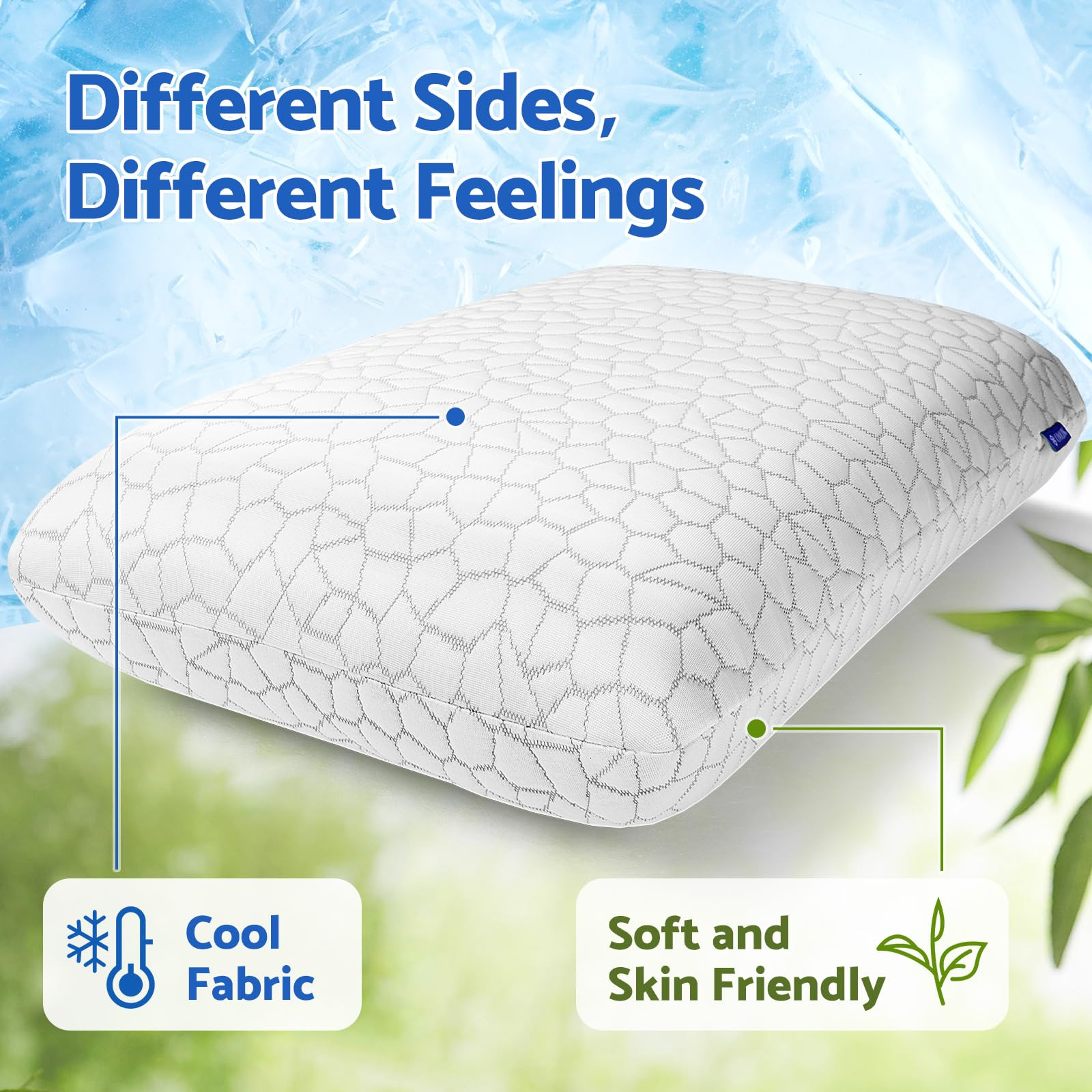 Memory Foam Pillows for Sleeping, Cooling Pillow with Removable and Machine W...