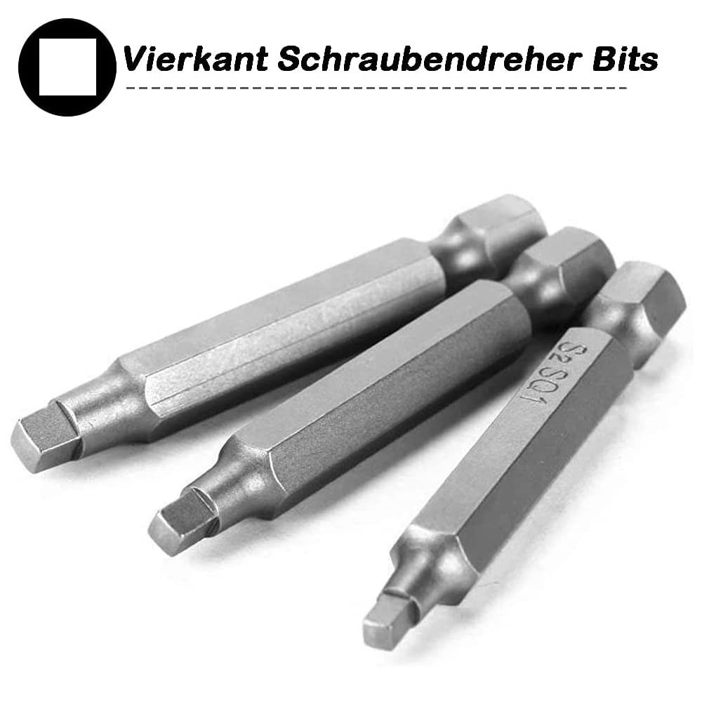 Fixinus 6 Pieces Square Screwdriver Bits, 1/4 inch Hex Shank S2 6