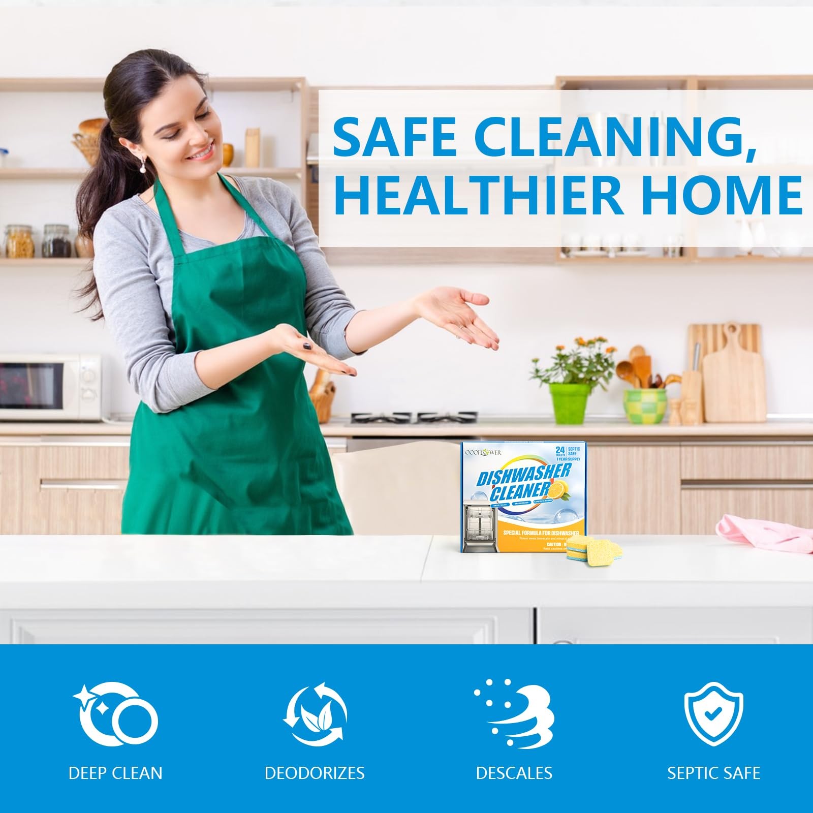 24pk Dishwasher Cleaner Tablets Deep Clean Descale Remove Odors Hard Water Resid