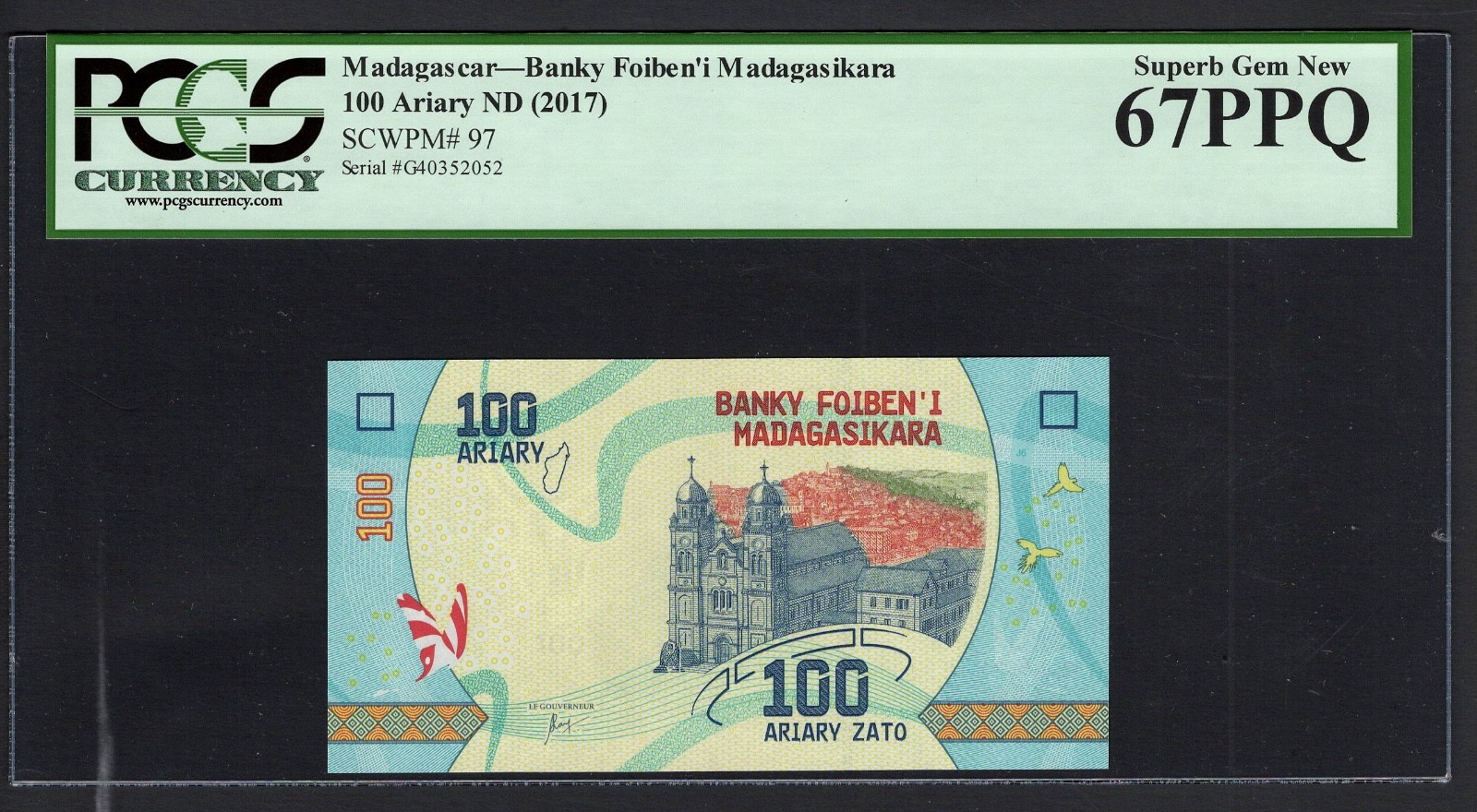 Madagascar 100 Ariary ND(2017) P97 Uncirculated Grade 67