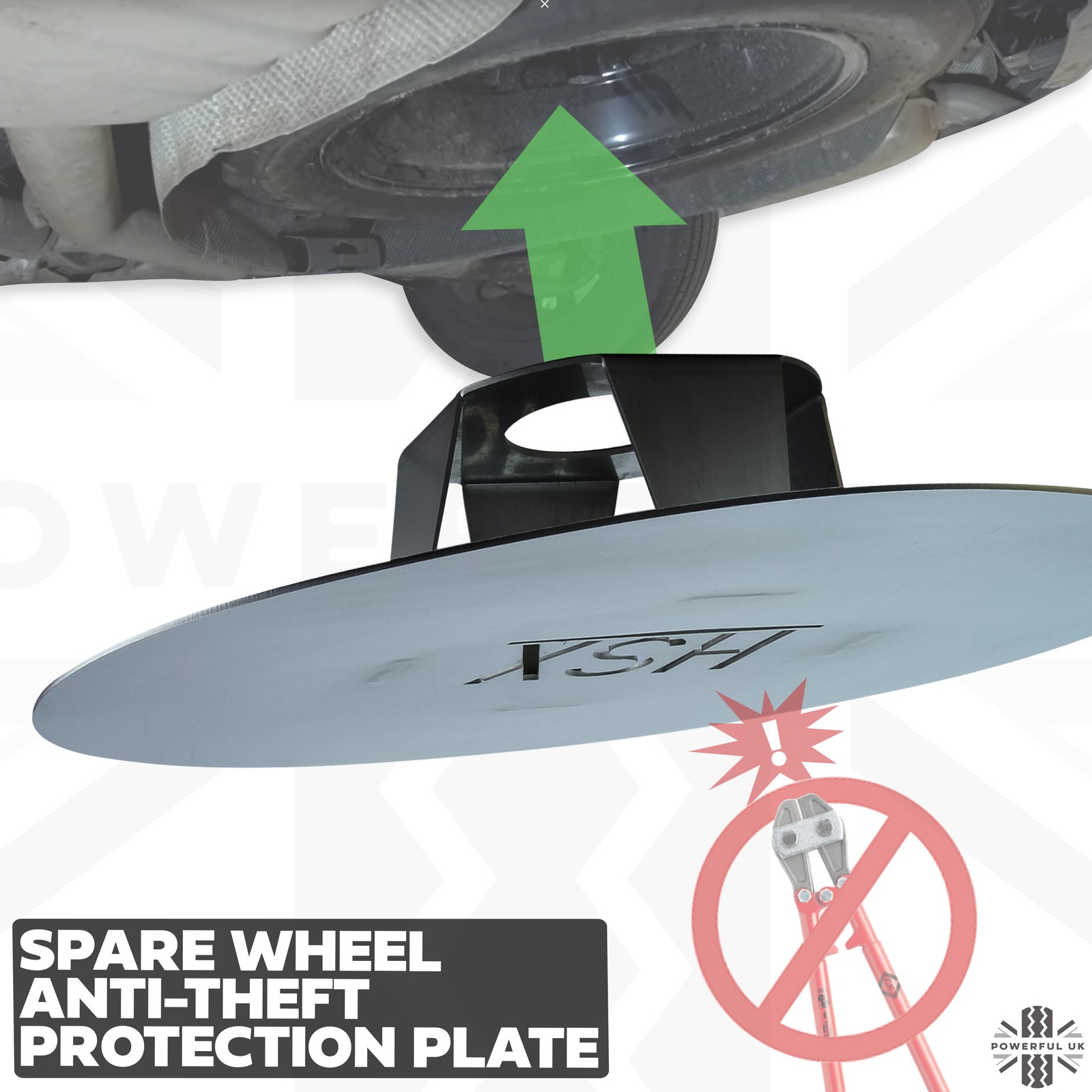 Anti-theft spare wheel protection plate for Discovery 5 winch cable Stainless