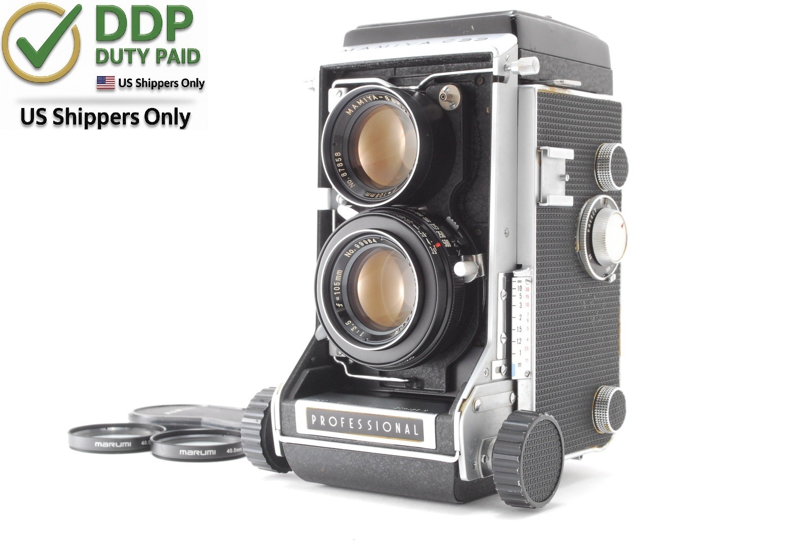 [ Near MINT ] Mamiya C33 Pro TLR 6x6 Film Camera Sekor 105mm f3.5 Lens JAPAN