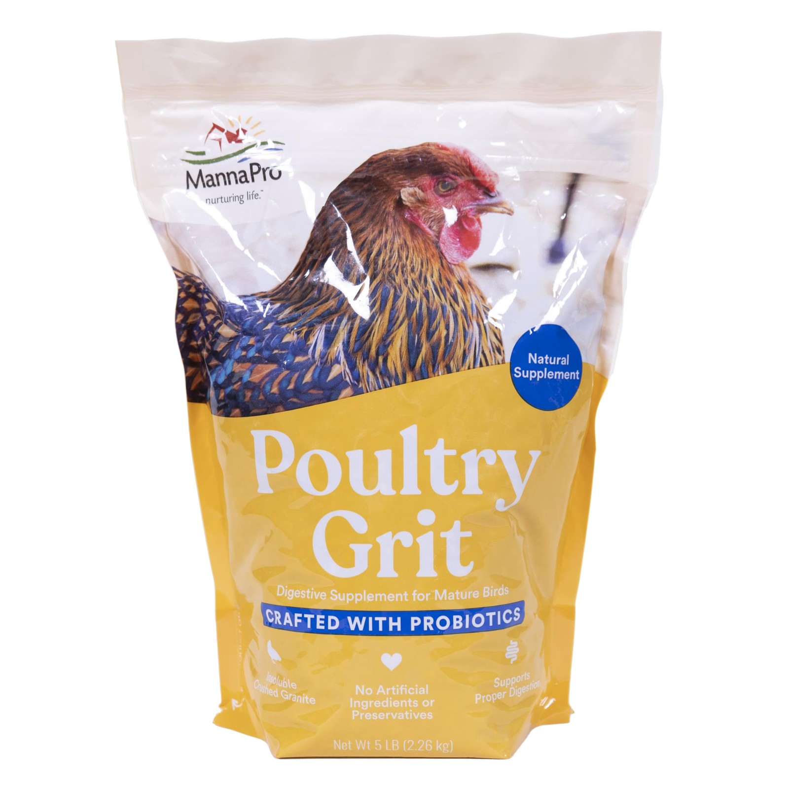 Manna Pro Chicken Grit with Probiotics – Crushed 5 Pound (Pack of 1), Clear