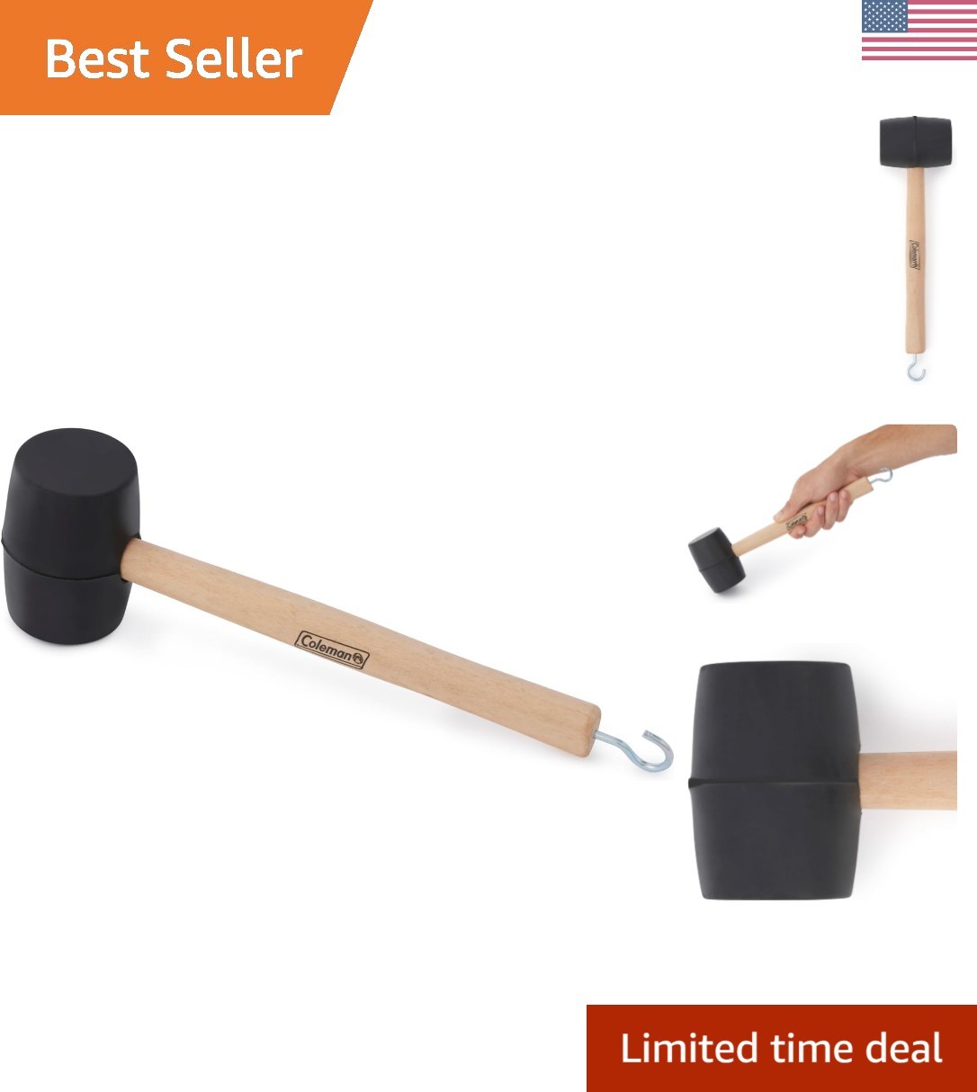 Sturdy Rubber Mallet with Built-In Tent Stake Puller – Essential for Campers