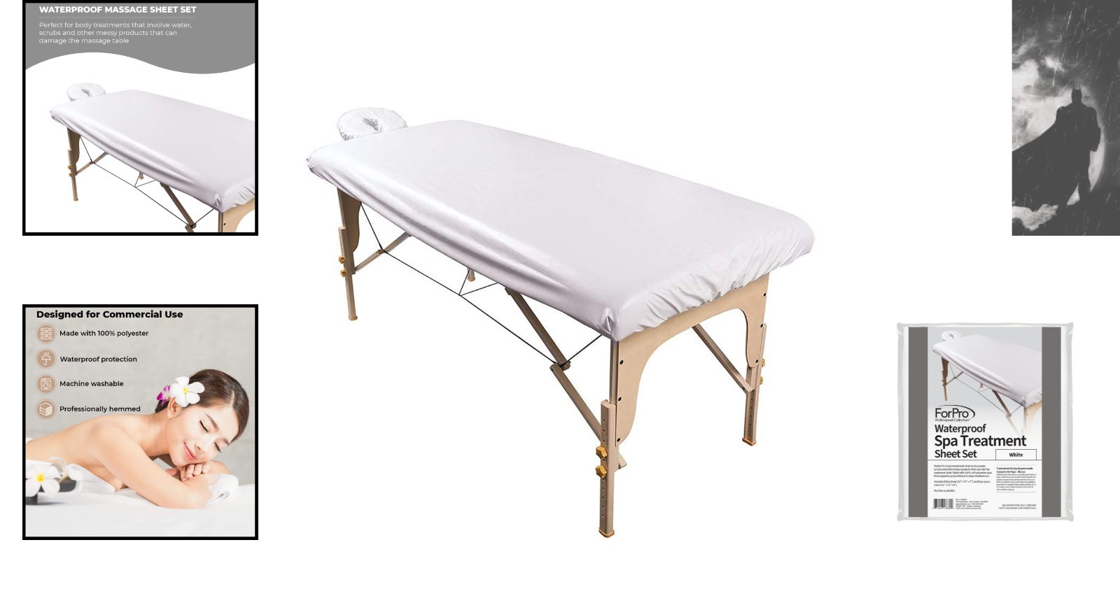 Protective Waterproof Massage Sheets Set - Includes Fitted Sheet & Face Rest