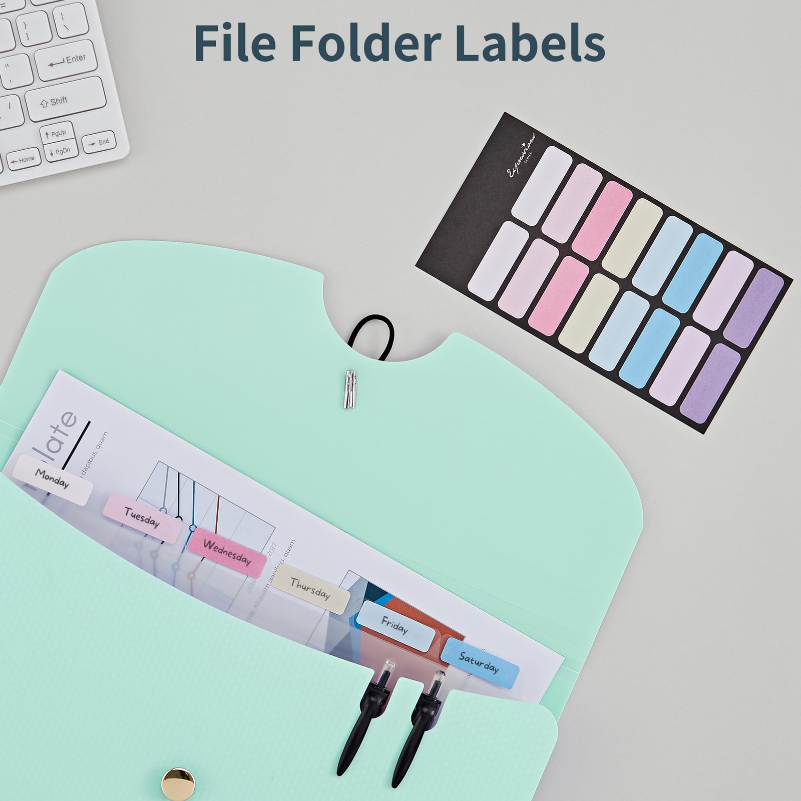 7 Pockets File Folder, A4 Accordion folders, Blue