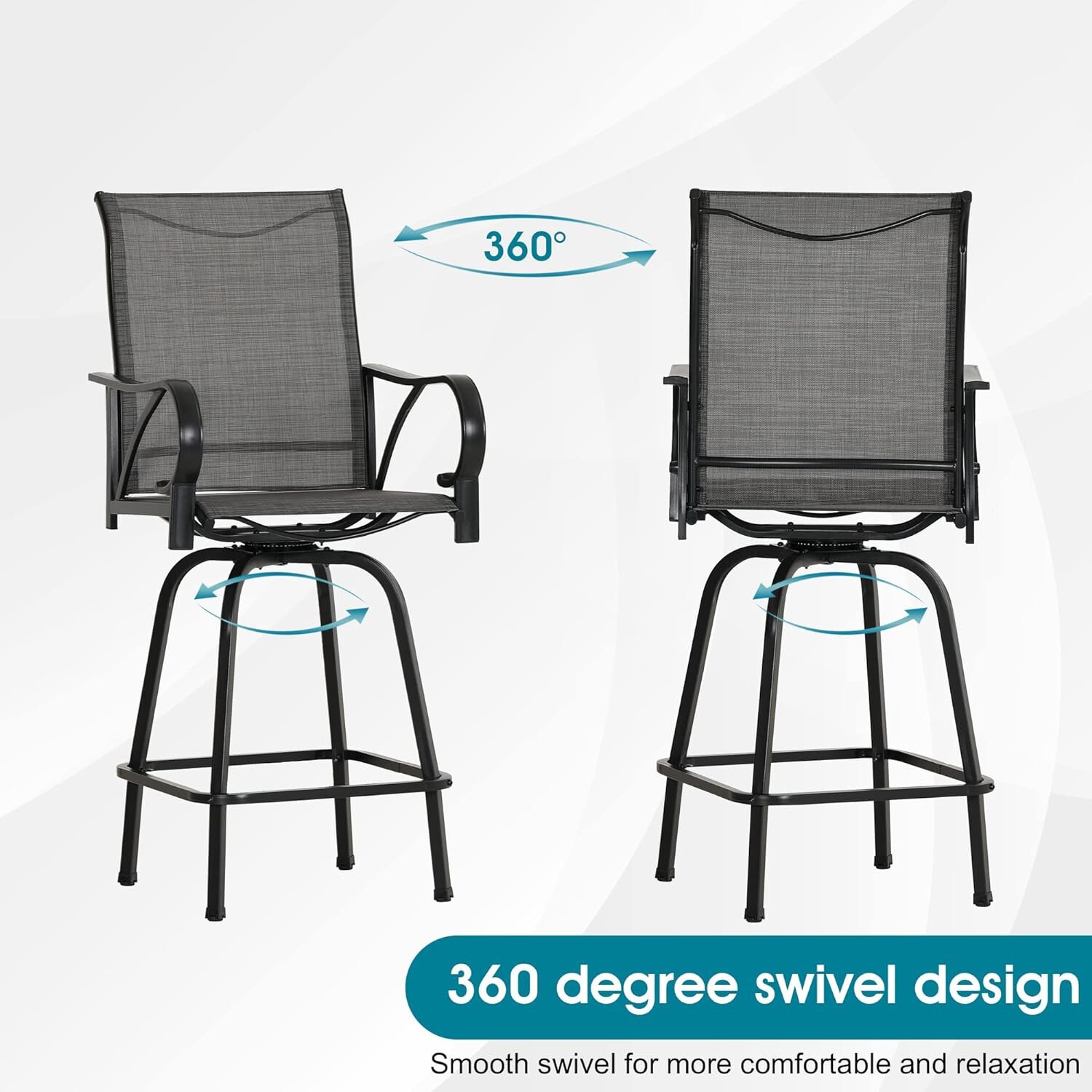 3 PCS Patio Bar Table Chair Set Swivel Bar Height Chair Bar Stools Outdoor Table