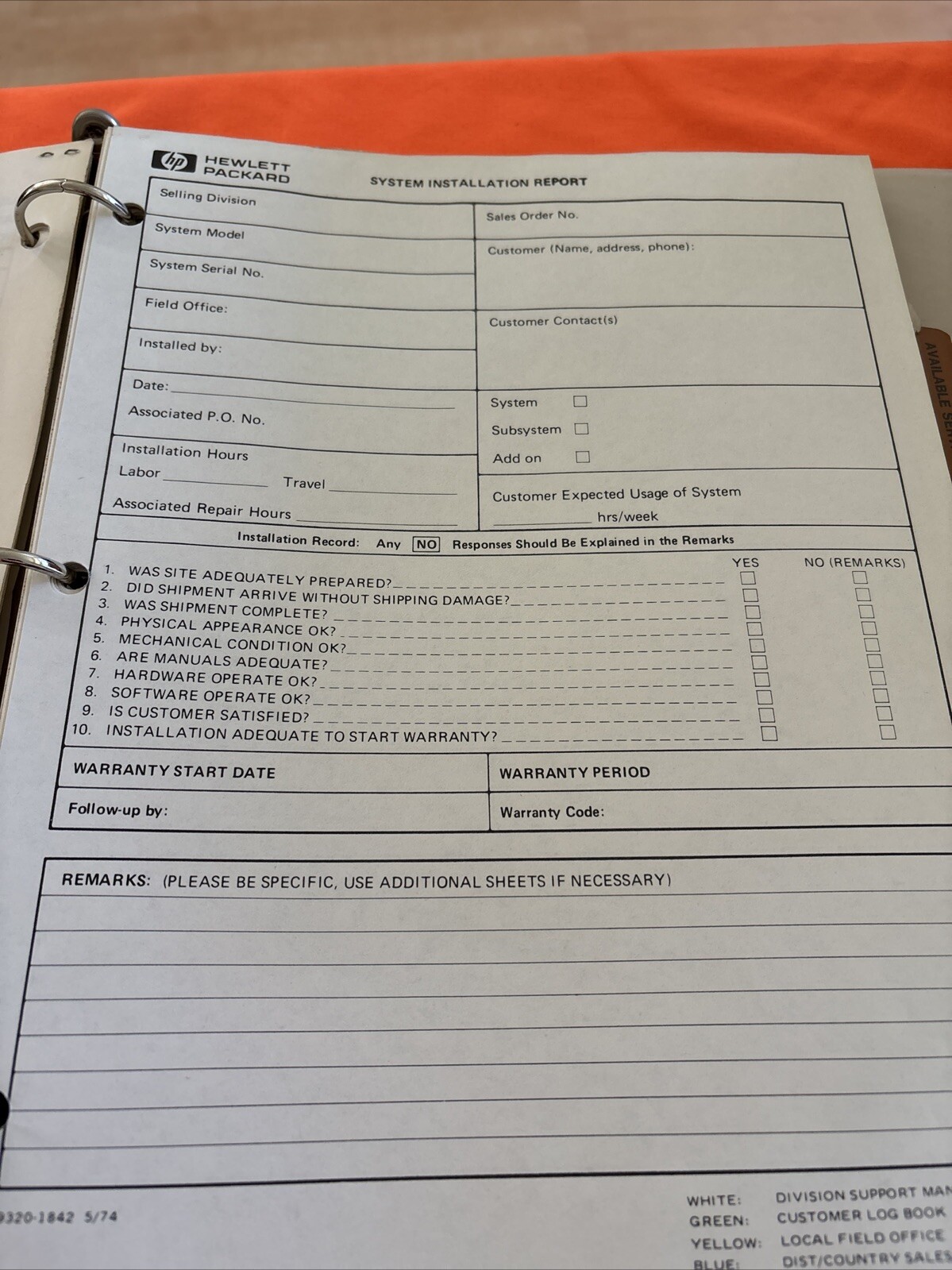 Hp 1000 Support Log Manual And Software Record Rare