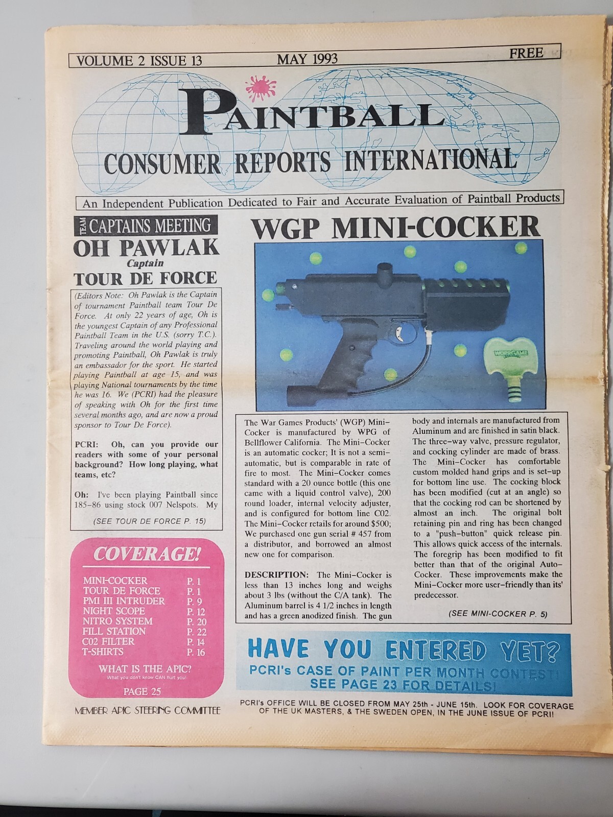 PCRI Paintball Magazine May 1993 #13 - Minicocker Oh Pawlak Interview