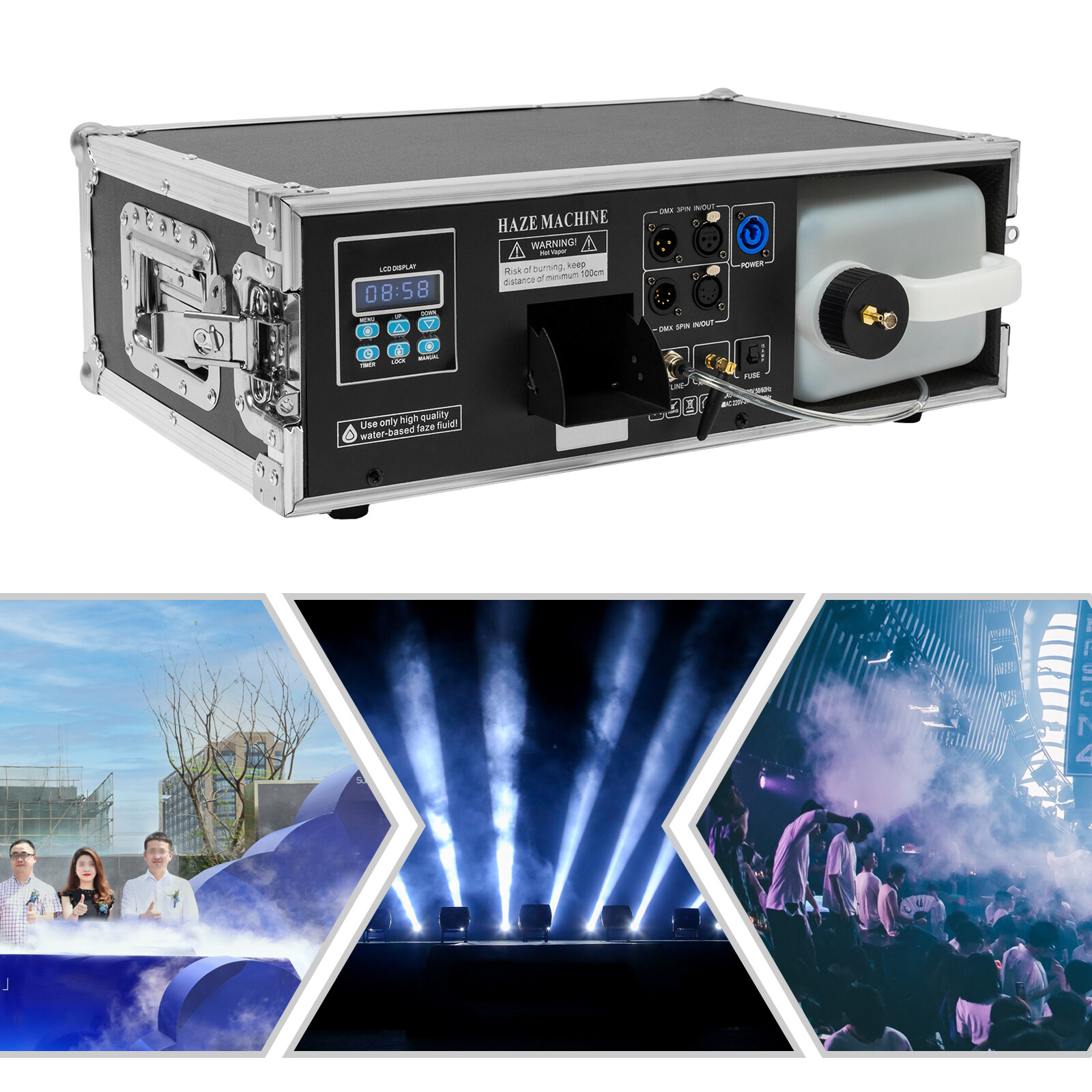 1500W Stage Mist Haze Machine 3.5L w/ Flight Case Package DJ Stage Effect Hazer
