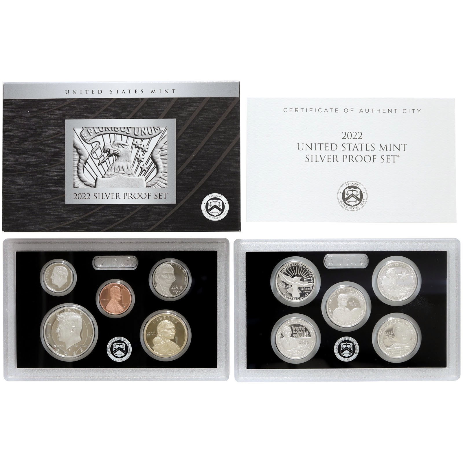 2022 S Proof Set Original Box & COA 10 Coins 99.9% Silver