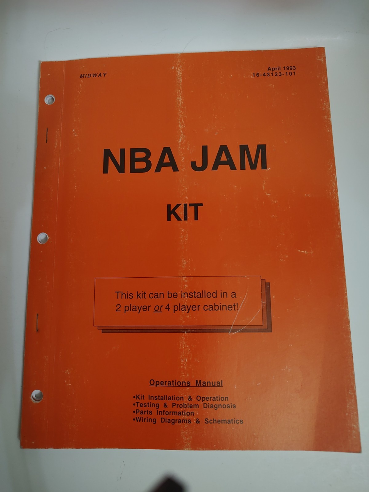 NBA JAM Arcade Operations Manual Original Midway 1993 Kit Manual 2 & 4 Player