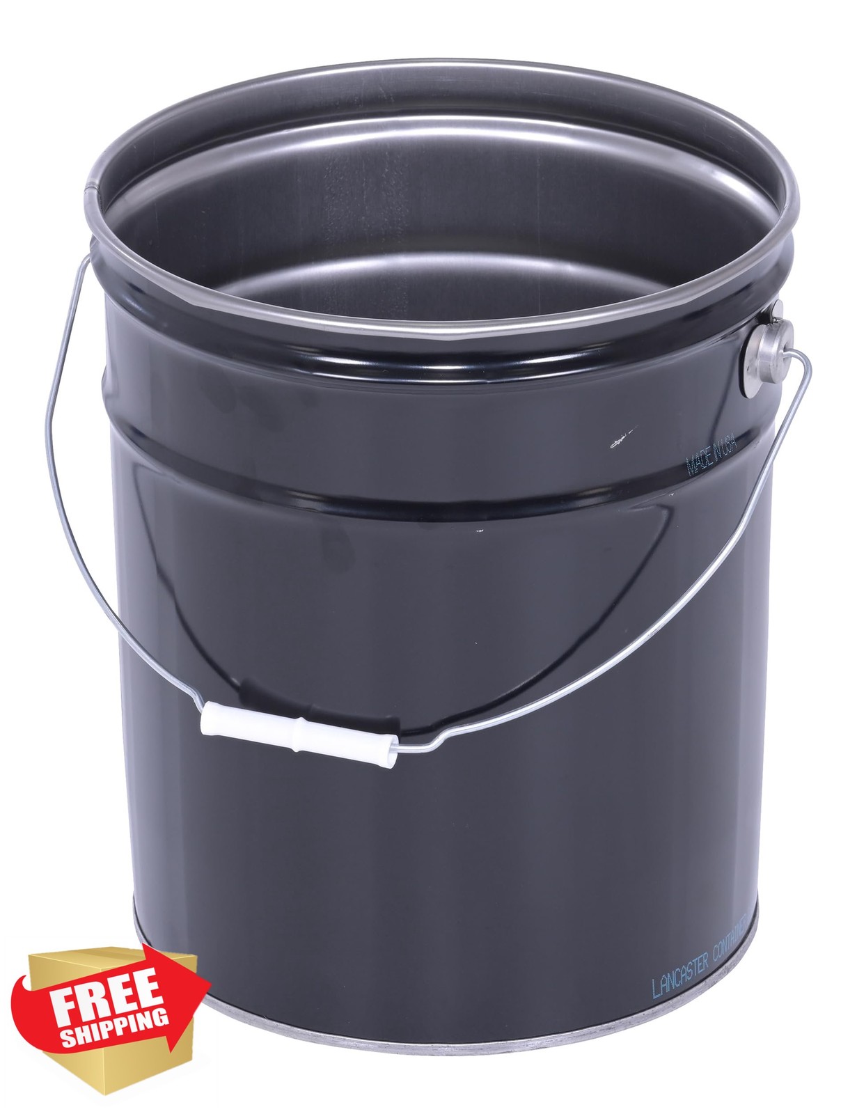 Vestil Steel Open Pail 5 Gallon Black Handle