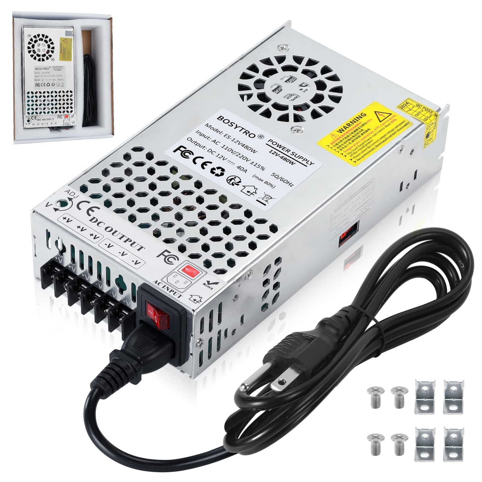 Upgraded 12V DC Power Supply 480W 40A AC to DC Converter Switching Power Supp...