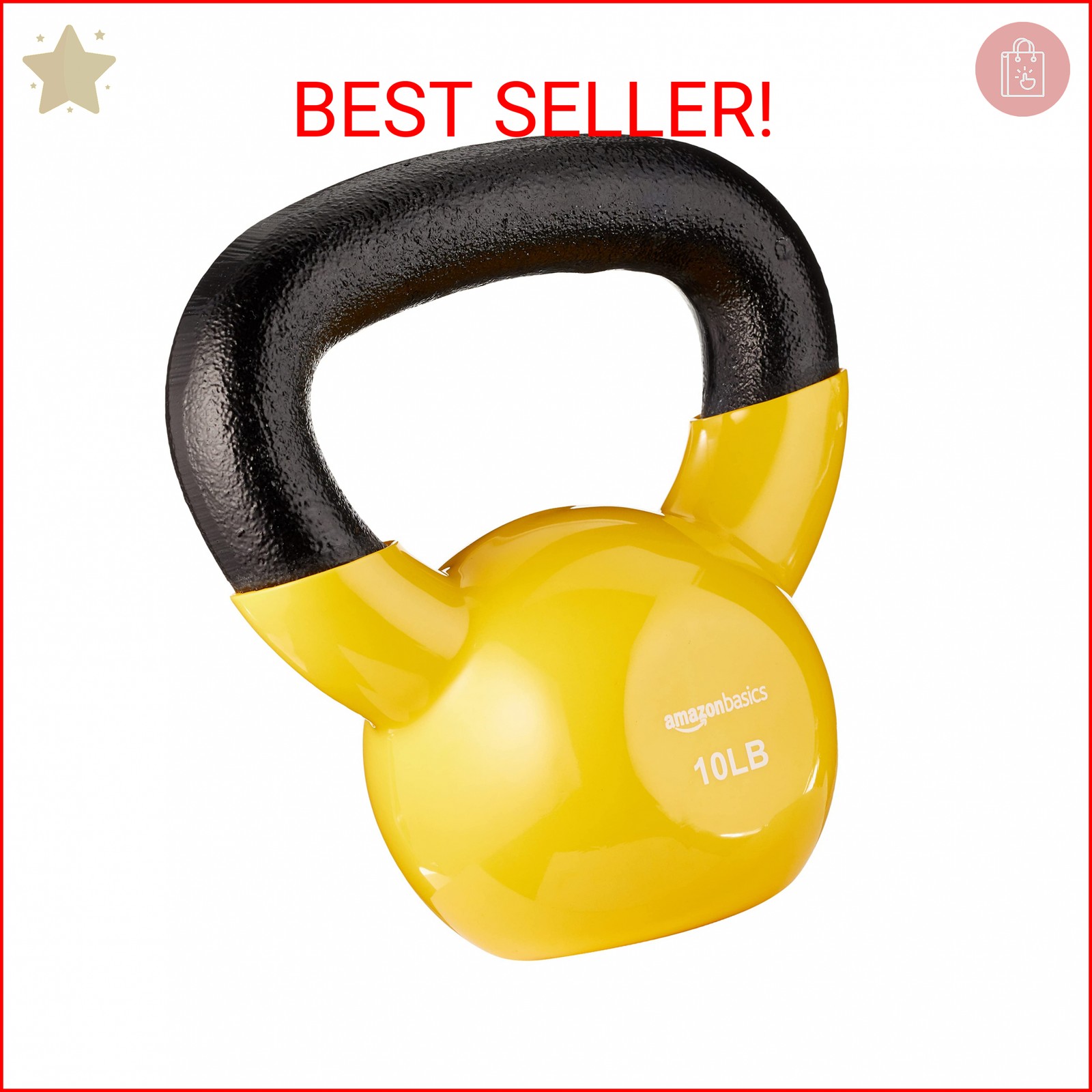 Amazon Basics Vinyl Kettlebell, 10 Pounds, Light Orange
