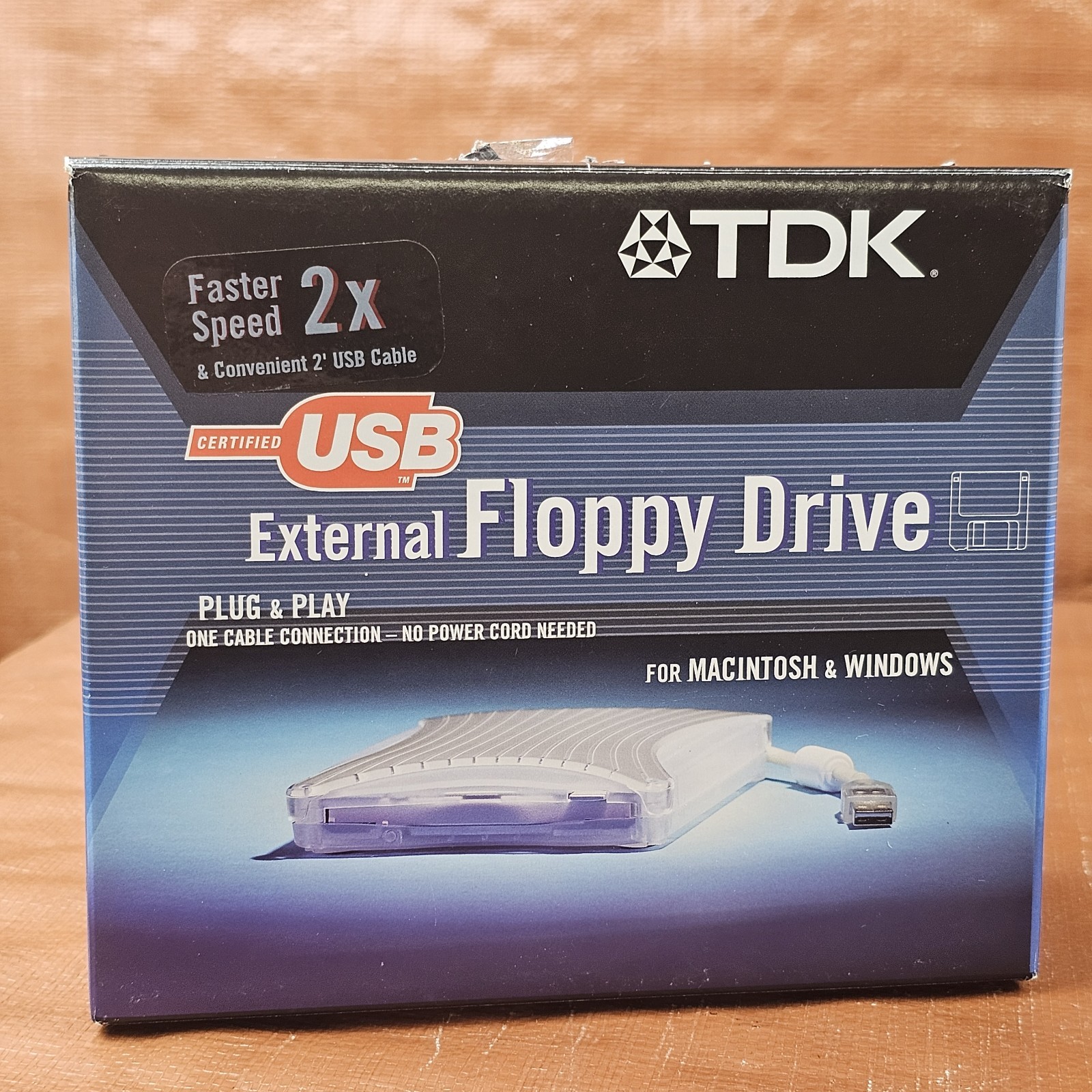 Vintage TDK External Floppy Disk Drive USB For Mac/Windows Plug Play - Powers up