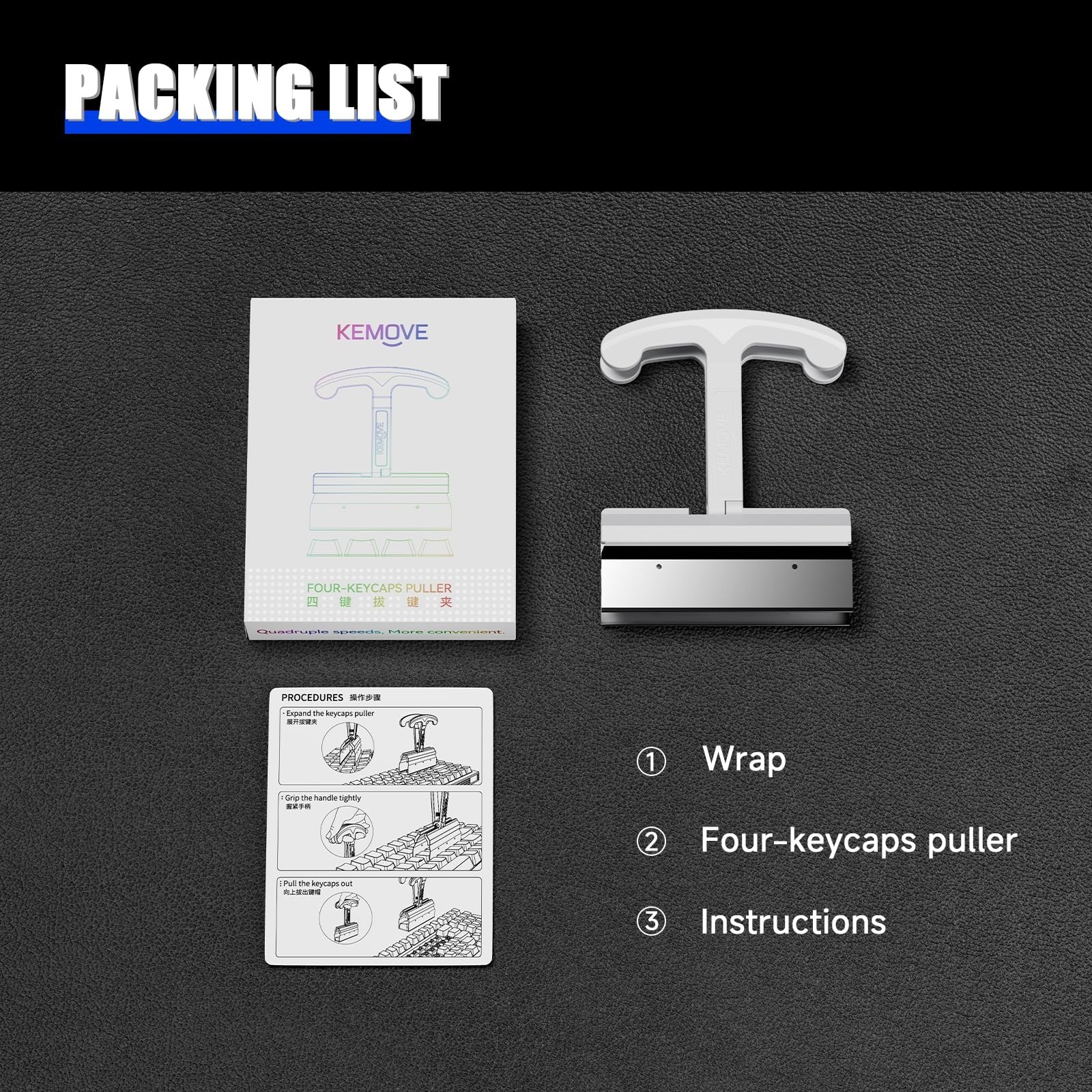 KEMOVE P11 4-Key Keycap Puller - Custom Gaming Mechanical Keyboard Cleaning a...