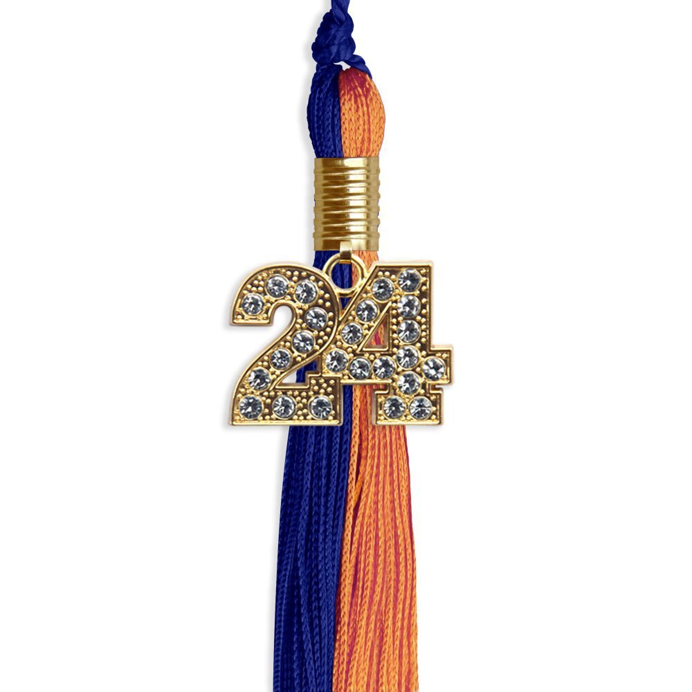 Endea Graduation Royal Blue/Orange Tassel With Gold Date Drop