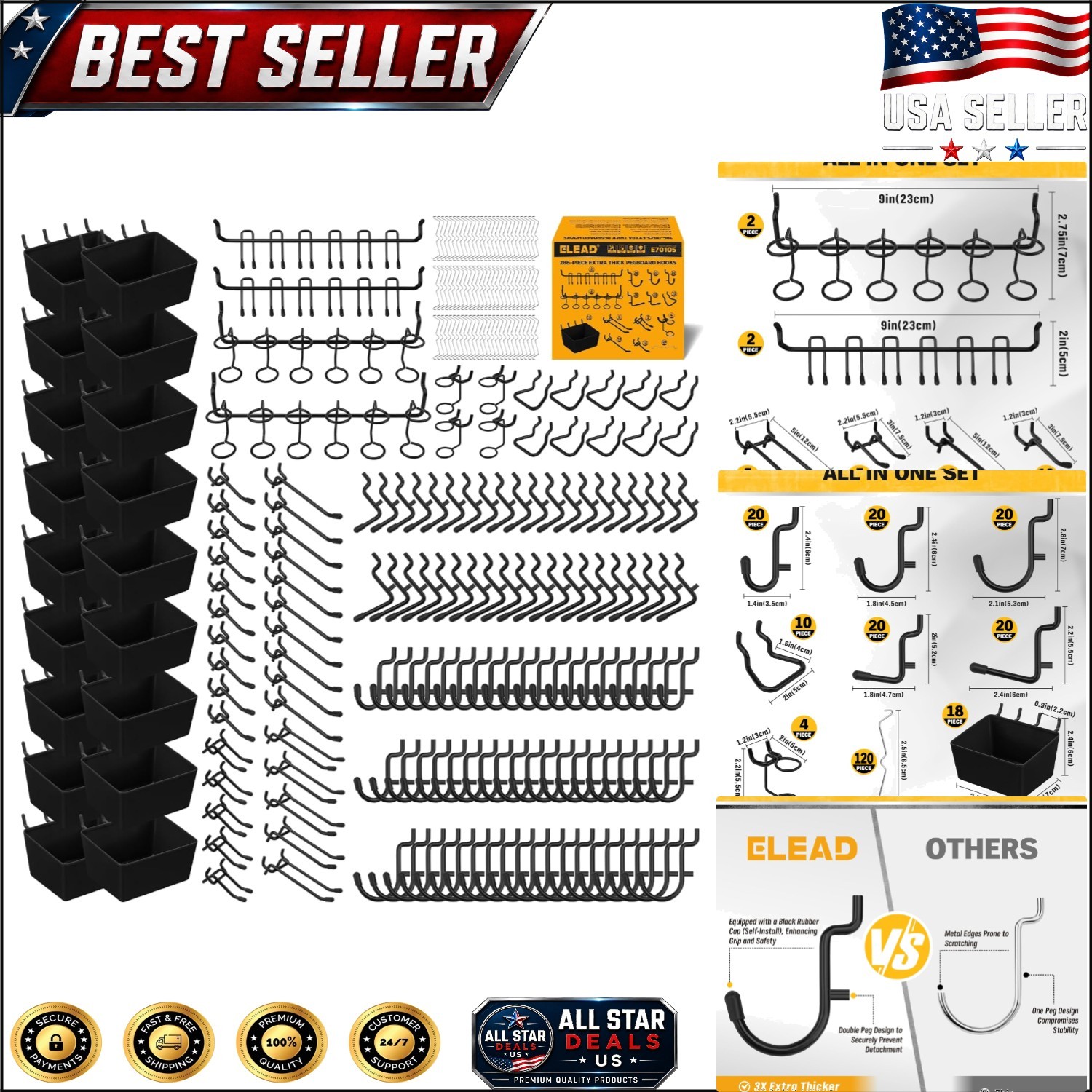 Professional Pegboard Accessories Set - 286 Pieces for Maximum Tool Organization