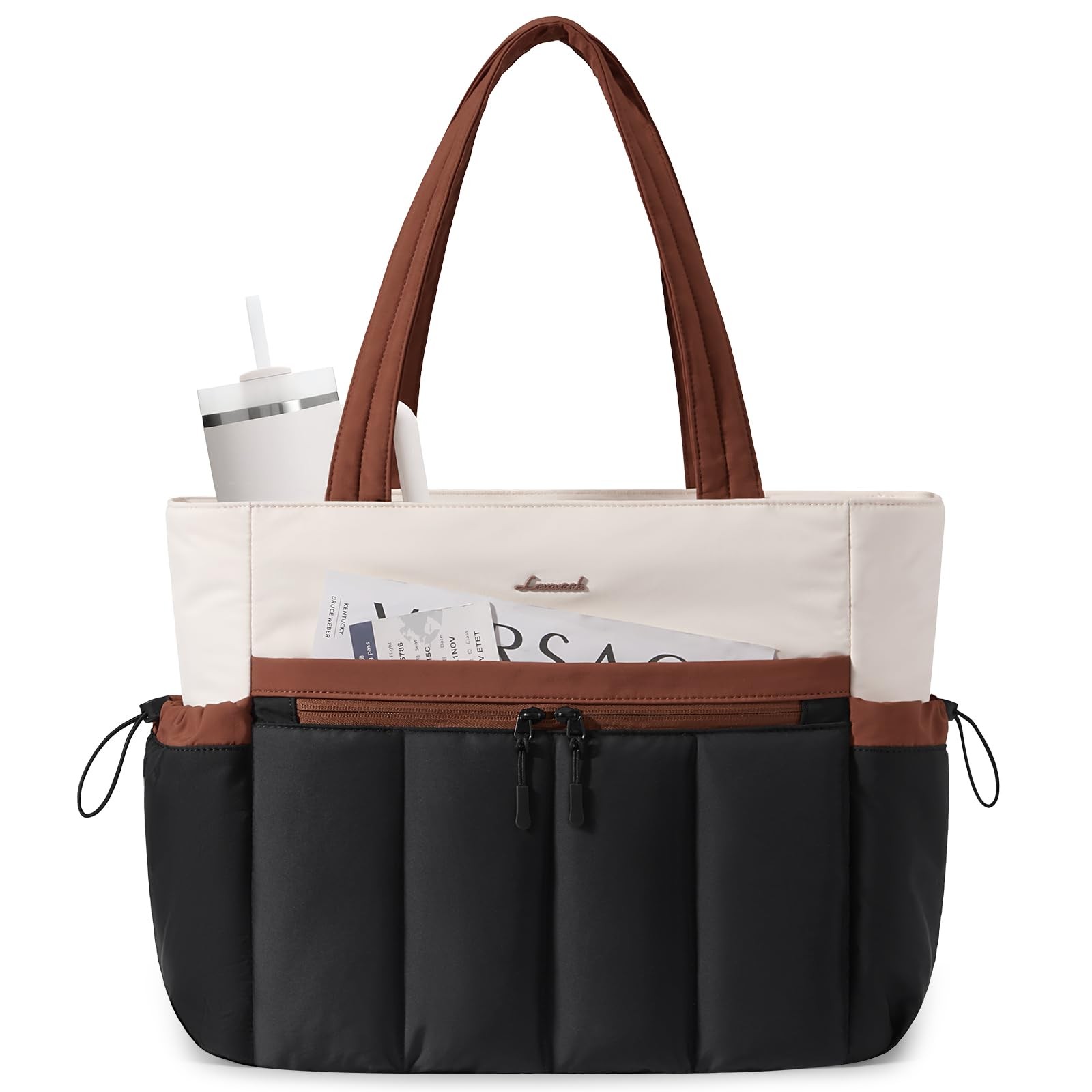 Puffer Tote Bag Lightweight Large Pocket Cup Holder Women Nurse Teacher Daily
