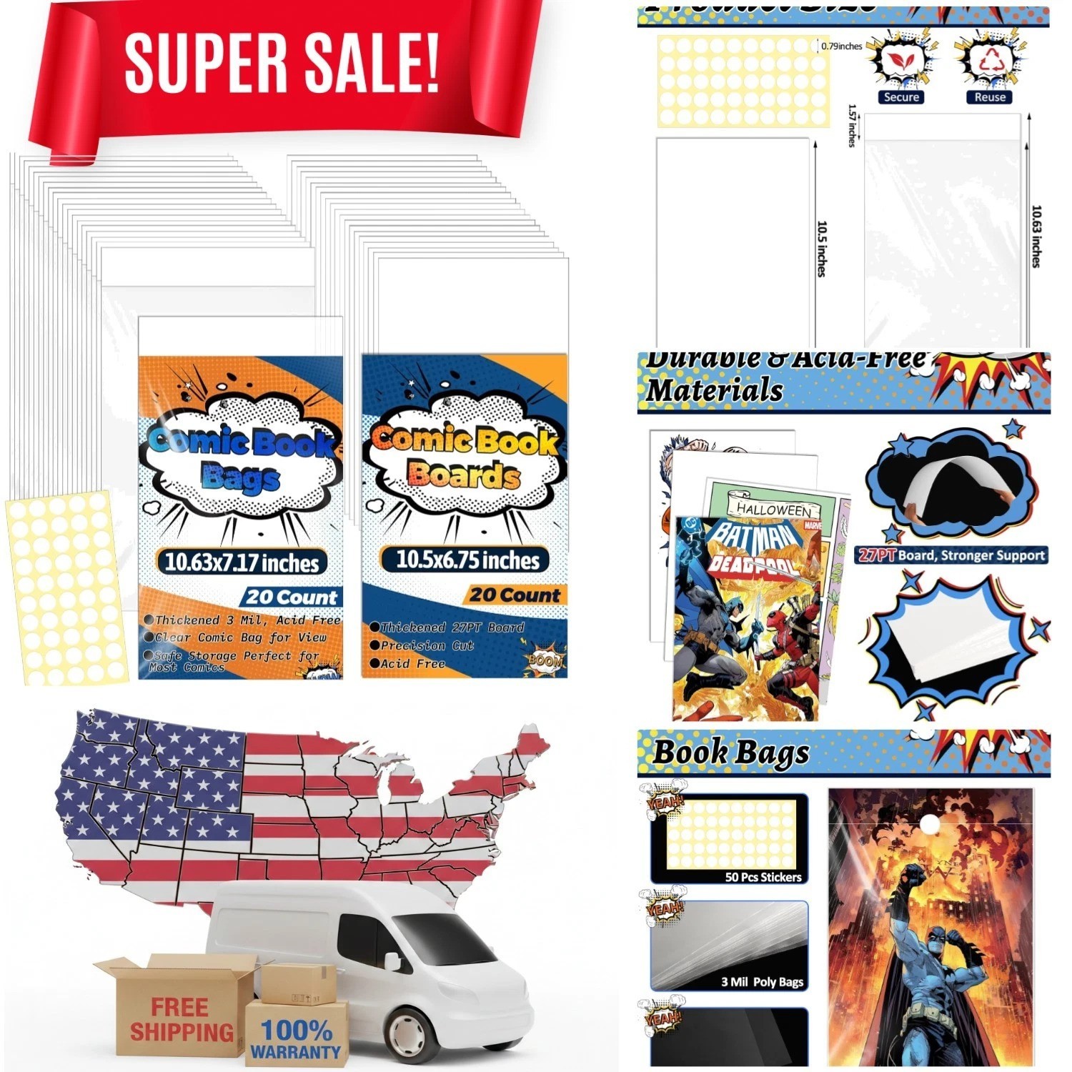 20ct Comic Book Bags and Boards with Acid-Free Protection for Collectors