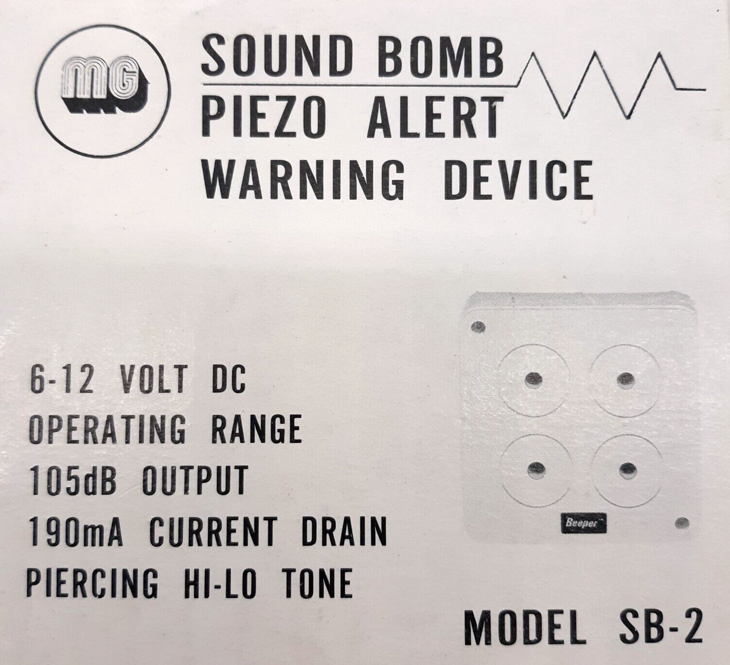 MG SB-2 Sound Bomb Piezo Alert
