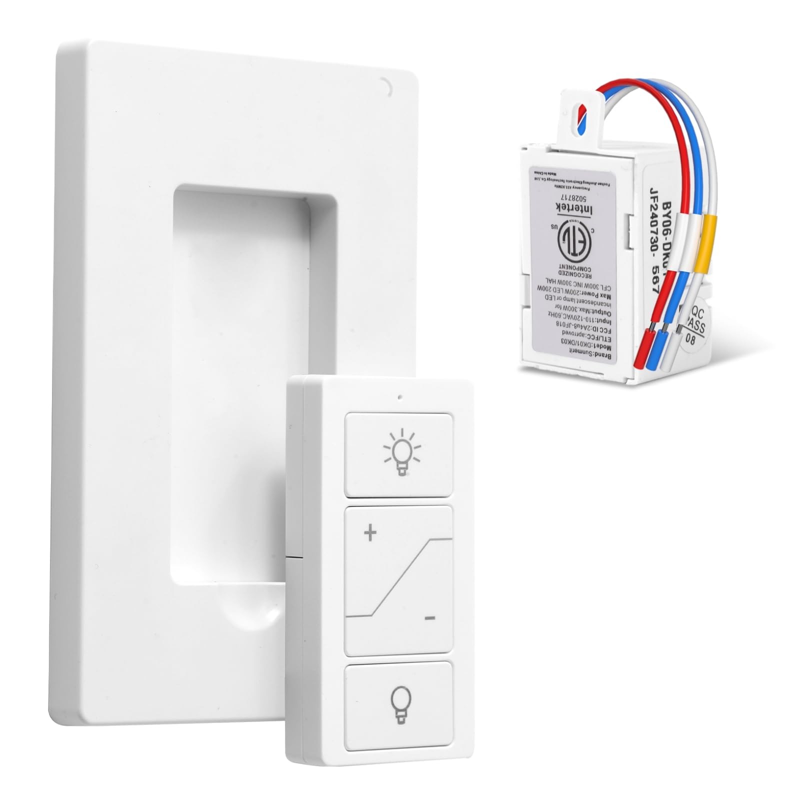 Wireless Dimmer Switch, Remote Light Switch and 1 & 1 receiver, White