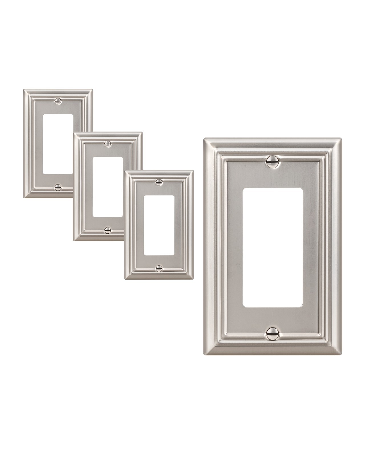 DEWENWILS 4-Pack Metal Wall Outlet Cover,Dimmer Switch, Brushed Nickel