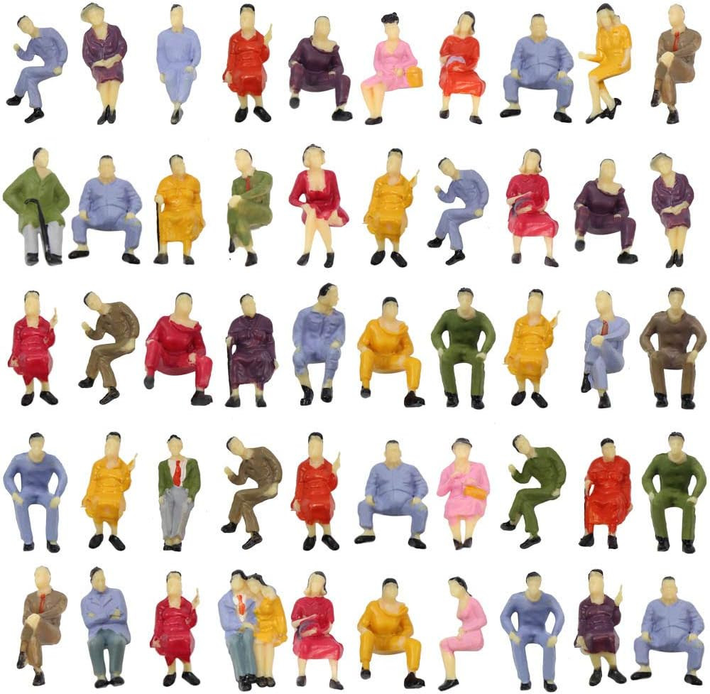 P4302 100Pcs All Seated Sitting Figures O Gauge 1:50 Scale Seated People Railway