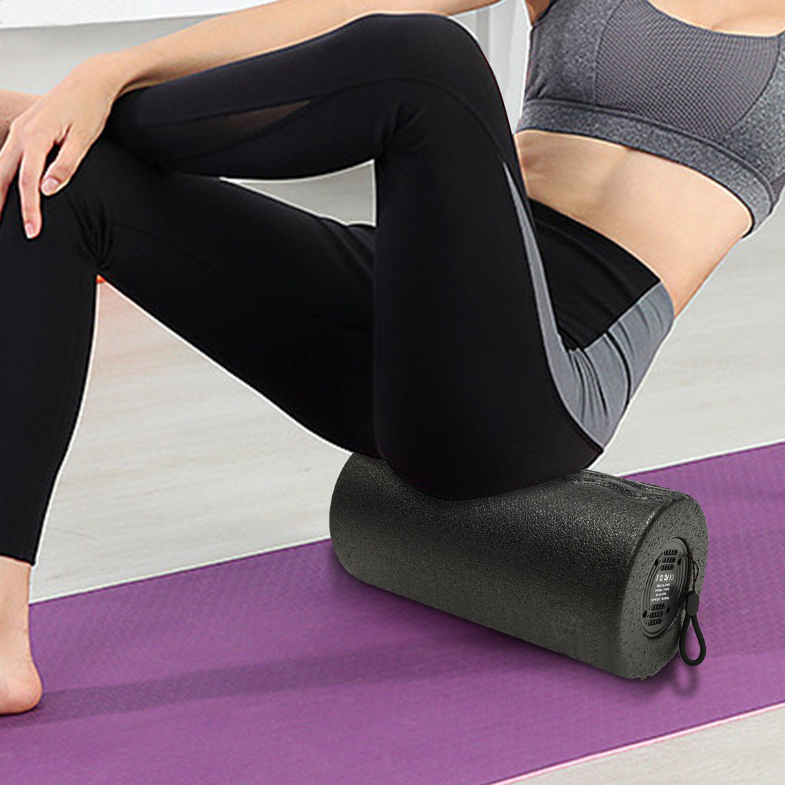 Vibrating Foam Roller Massager Back Massager w/ Smart APP&Fitness Poster 4 Speed